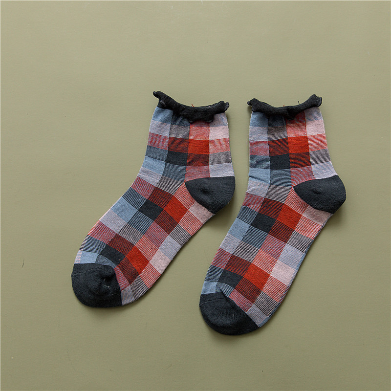 20 Spring Socks Japan And South Korea Lattice Tube Socks Ins Wild Wind Wood Ear Socks Relent